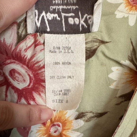 Vintage New Looks Floral Midi Dress Fairy Button Down 80s 90s Short Sleeve Green - Picture 7 of 10